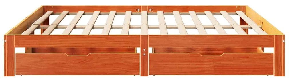 Estrutura de cama c/ gavetas 180x200 cm pinho castanho cera