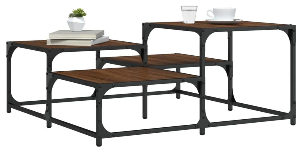 vidaXL Mesa centro 87,5x87,5x40 cm derivados madeira carvalho castanho