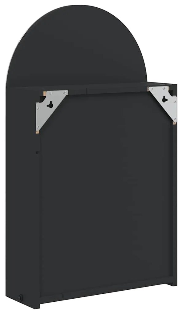 Armário espelhado arqueado p/ casa de banho c/ luz LED preto