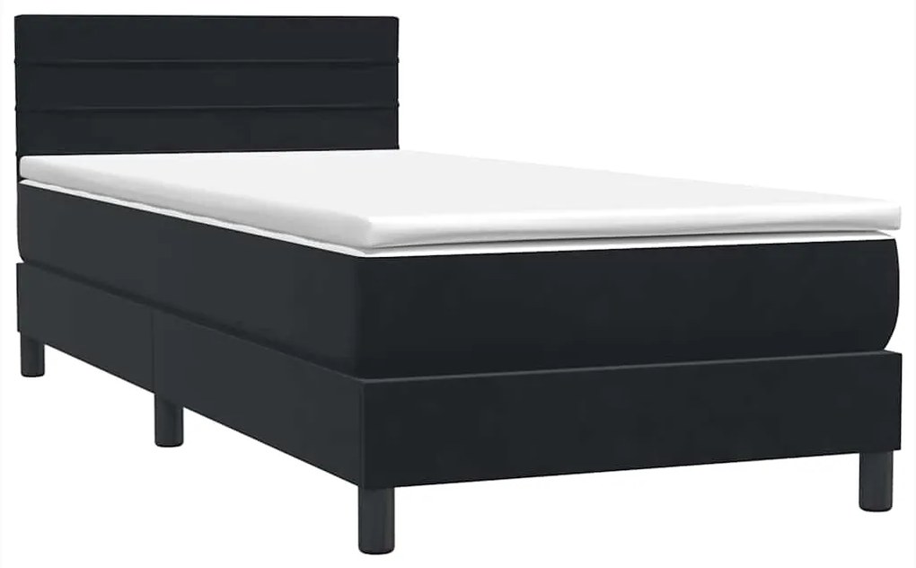 Cama com molas/colchão 80x220 cm veludo preto