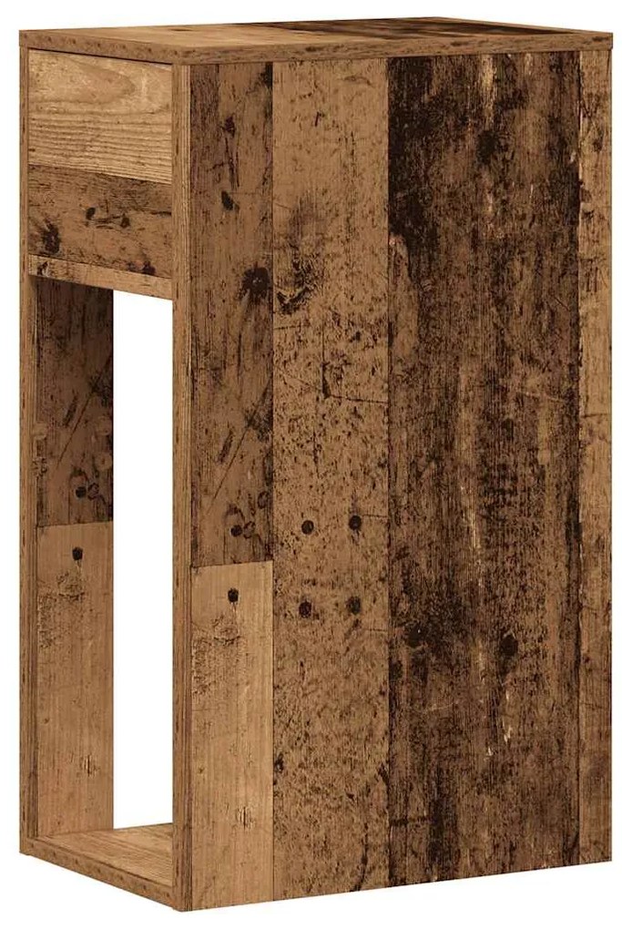 Suporte torre de computador com gaveta 30x44x74cm madeira velha