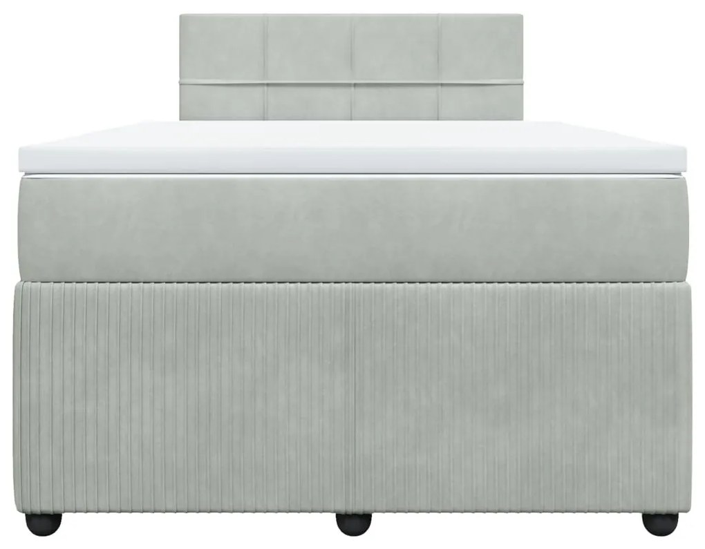 Cama boxspring com colchão 120x190 cm veludo cinzento-claro