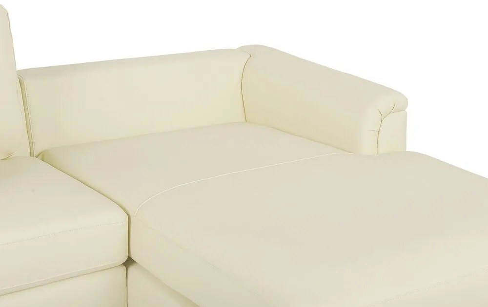 Sofá de canto 5 lugares com repousa-pés em pele creme à esquerda OSLO Beliani