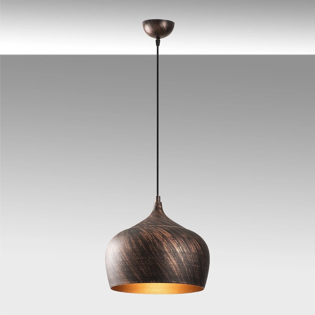 Candeeiro Suspenso Saglam – Cobre e Dourado – Diâmetro 28 cm, Altura 1