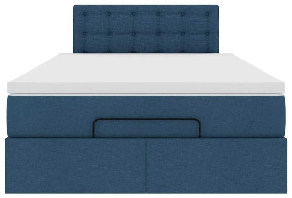 Cama Otomana com Colchão & LEDs Tecido Azul 120x200 cm