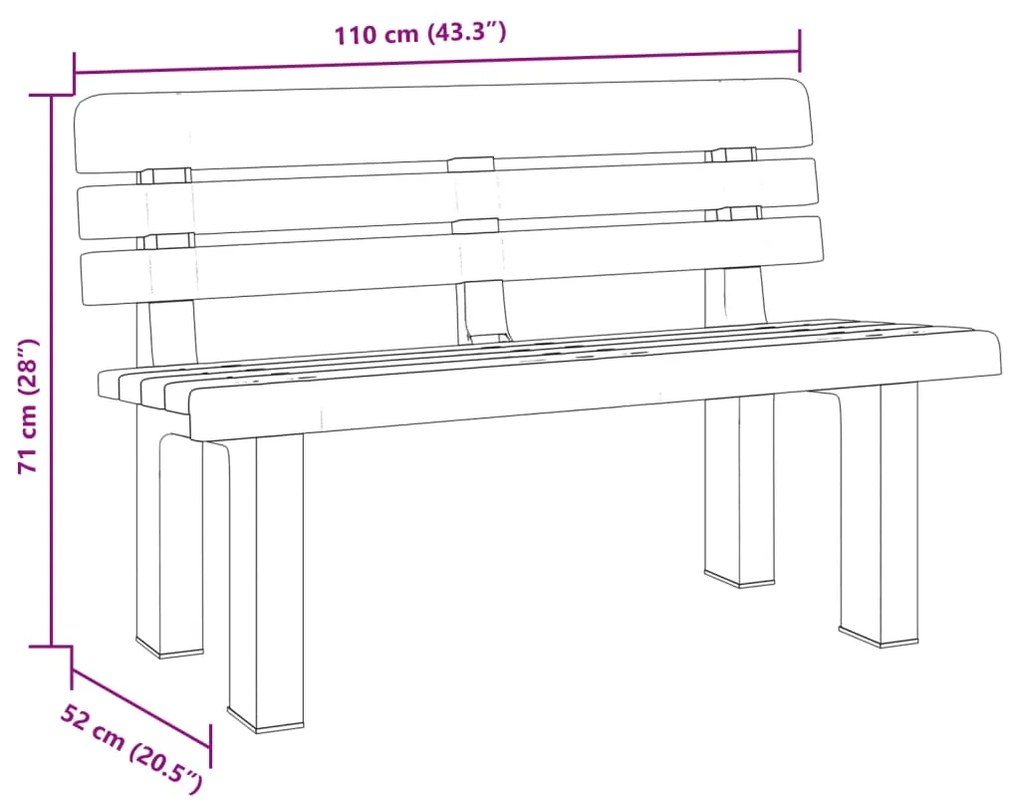 Banco de jardim 110x52x71 cm polipropileno branco