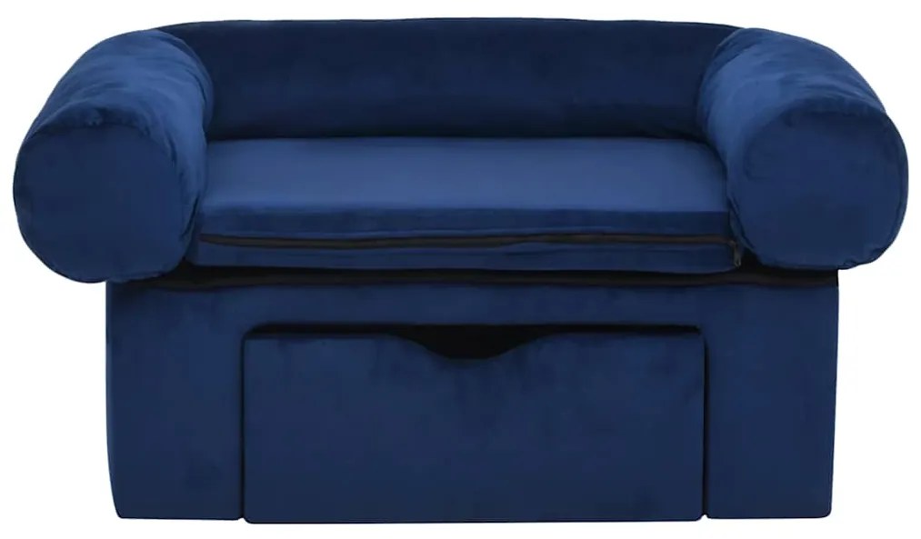 Sofá para cães com gaveta 75x50x38 cm pelúcia azul