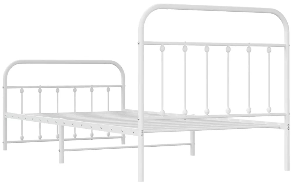 Estrutura de cama com cabeceira e pés 100x200 cm metal branco