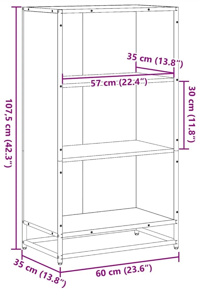 Estante 60x35x107,5 cm derivados de madeira cinzento sonoma