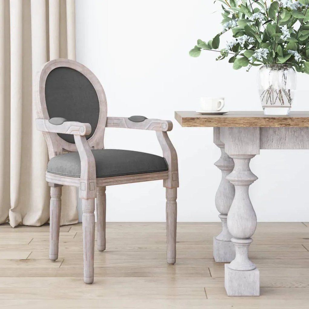 vidaXL Cadeira de jantar 54x56x96,5 cm tecido cinzento-escuro