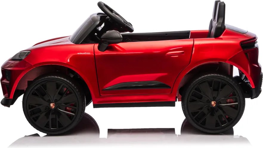 Carro elétrico para crianças até 5 anos Porsche Macan Turbo 12V, com bateria de lítio, Pneus de borracha, Controle remoto Vermelho