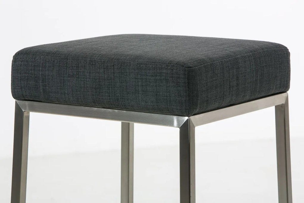 Banco de bar Montreal em tecido com estrutura prateada 37 x 83 x 37 cm Cinzento escuro