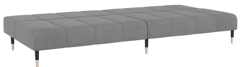 Sofá-cama de 2 lugares veludo cinzento-claro