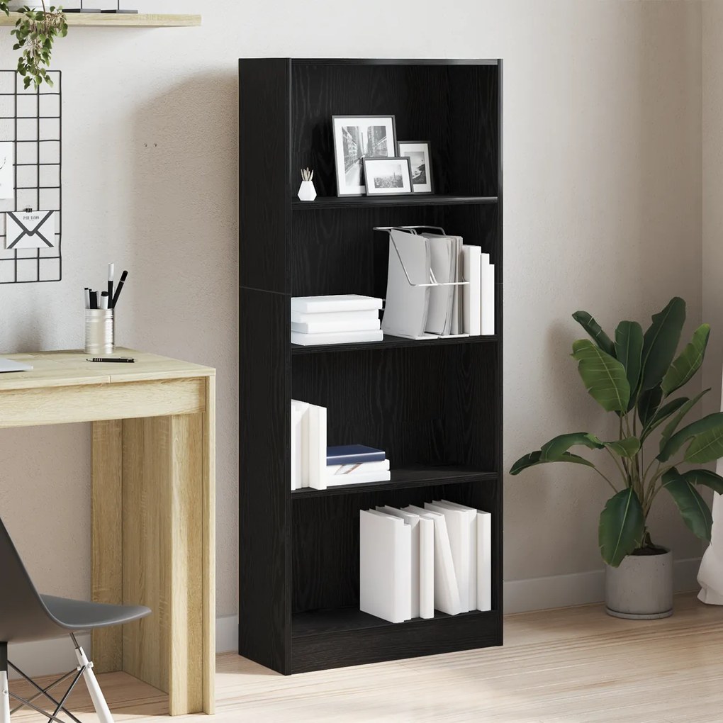 vidaXL Estante de Carvalho Preto - 60 x 24 x 143 cm - Feita de Madeira Reconstituída.