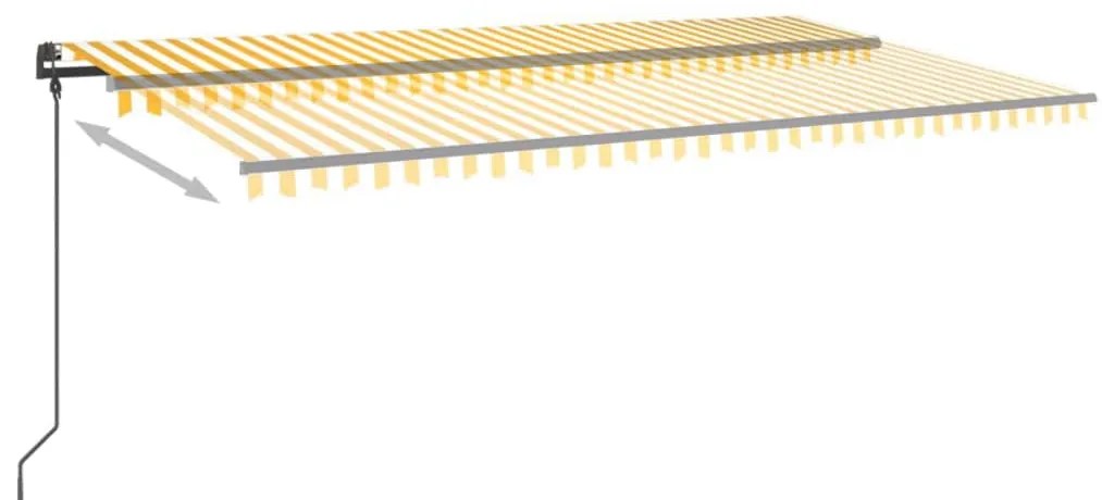 Toldo retrátil automático com postes 6x3 m amarelo e branco