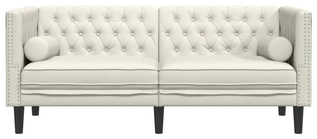 Sofá chesterfield com rolos 2 lugares veludo creme