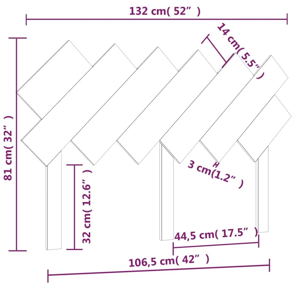 Cabeceira de cama 132x3x81 cm pinho maciço branco