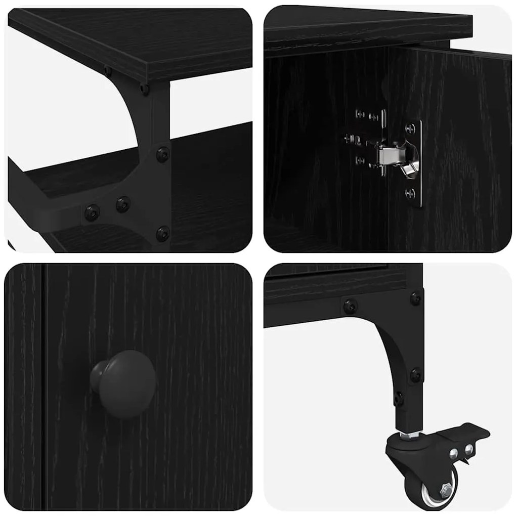 Carrinho de Cozinha Carvalho Preto 87,5x38,5x84,5 cm Madeira de Engenh