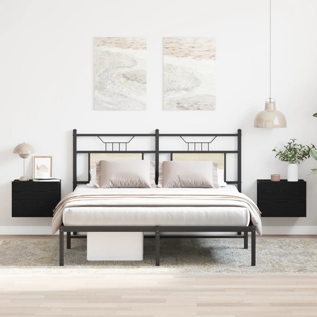 Conjuntos de Camas de Cabeceira vidaXL 2 pcs Carvalho Preto 40x30x30 c