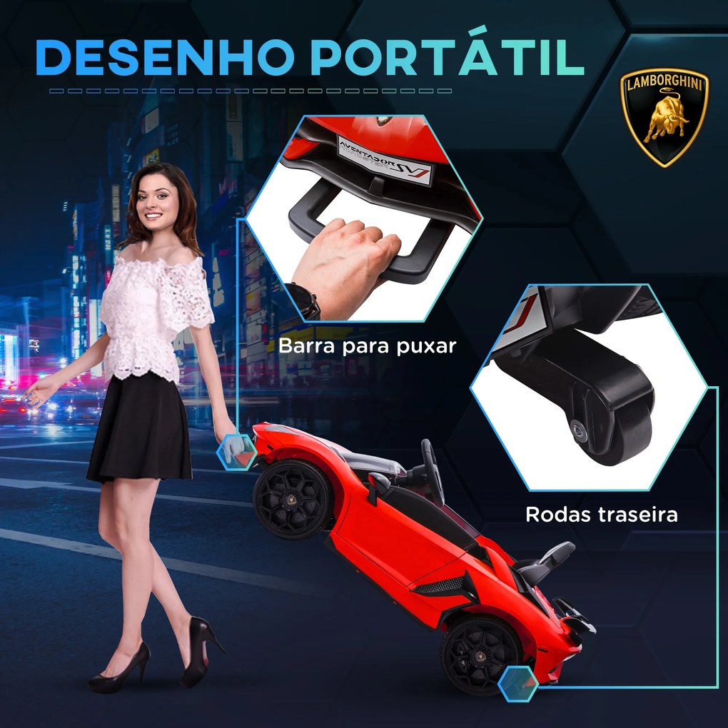 HOMCOM Carro Elétrico Lamborghini para Crianças de 37 a 60 Meses Carro