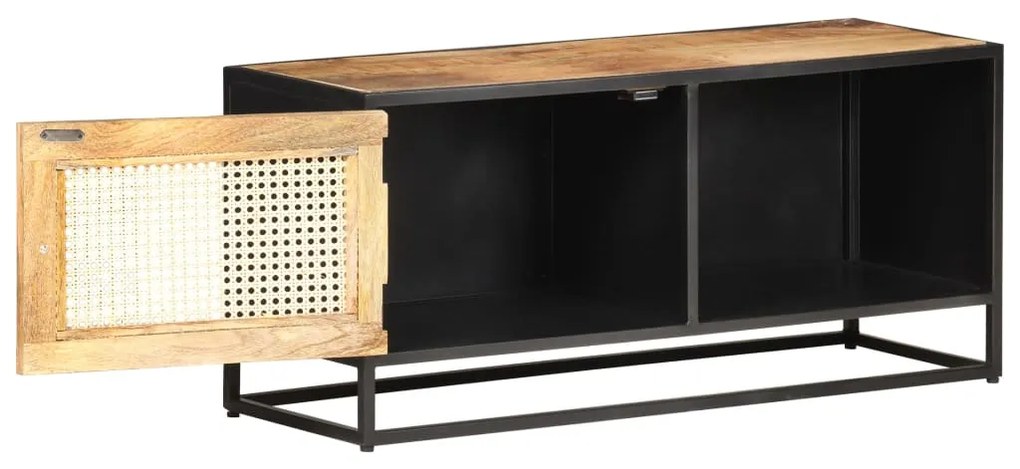 Móvel de TV 90x30x40 cm mangueira áspera maciça e palha natural