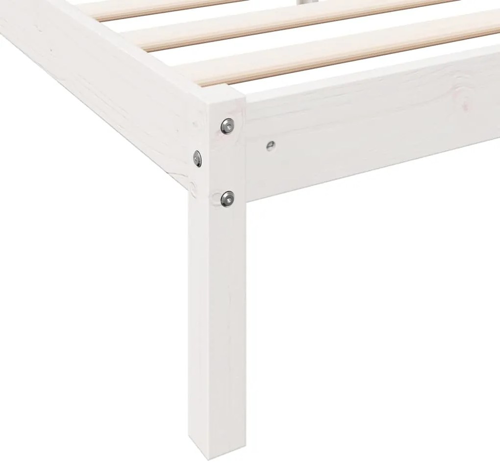 Cama extra longa sem colchão 80x220 cm pinho maciço branco