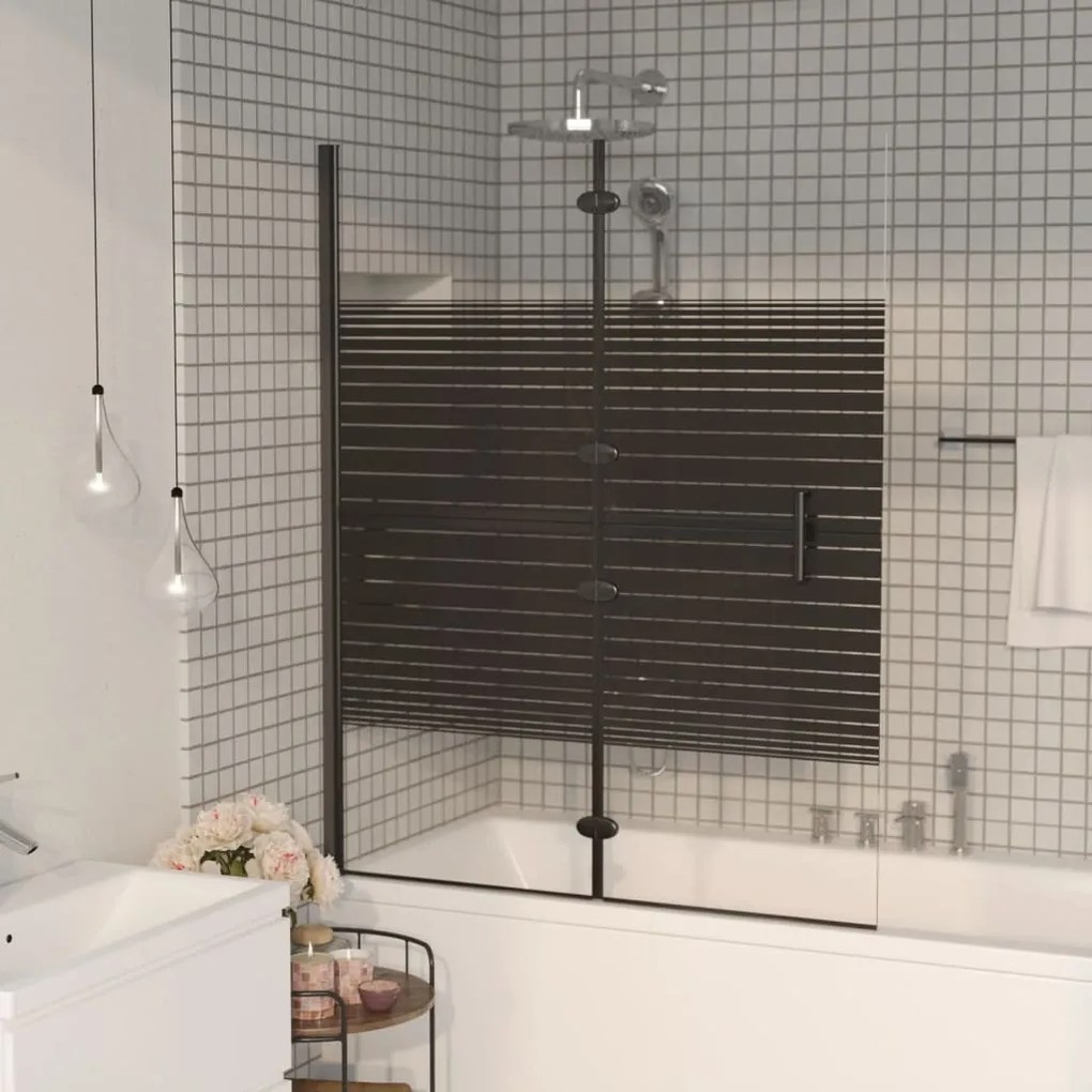 Divisória de chuveiro dobrável ESG 120x140 cm preto