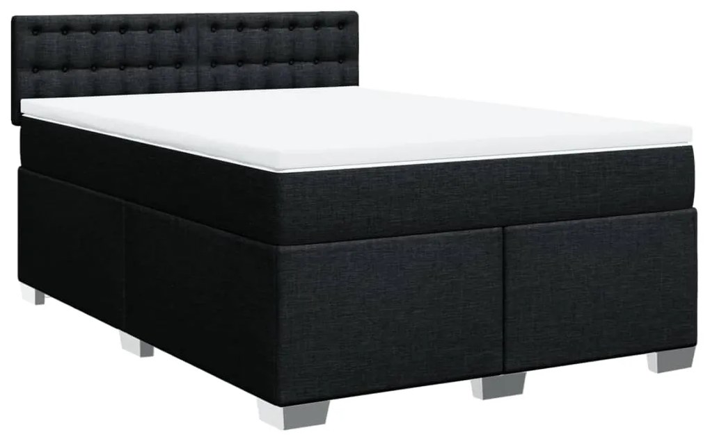 Cama com molas/colchão 140x200 cm tecido preto