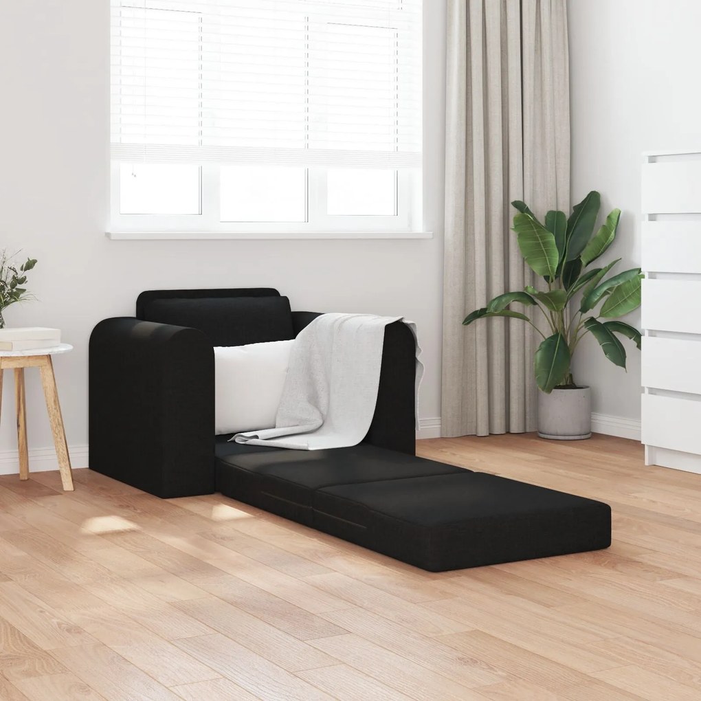 Sofá Cama 2-em-1 Preto 98x71x83 cm Tecido