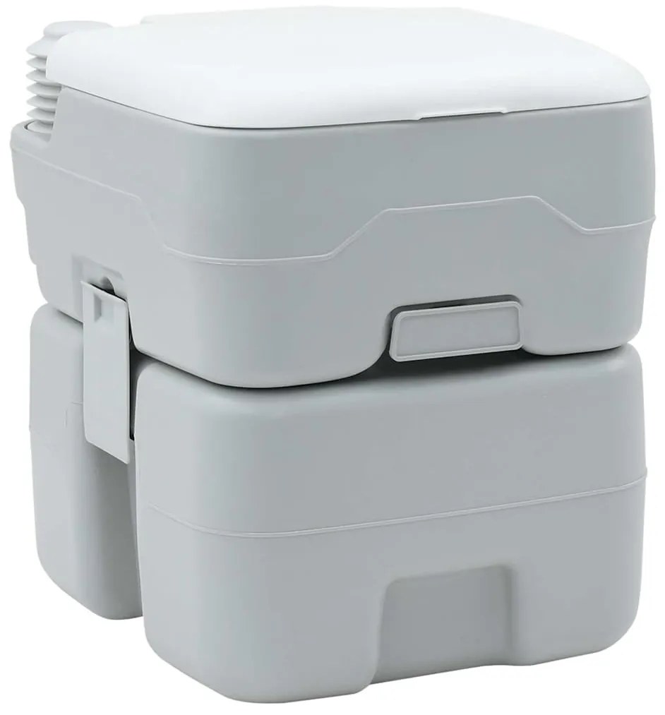 vidaXL Toalete Portátil - Plástico Cinza e Branco, 20 Litros