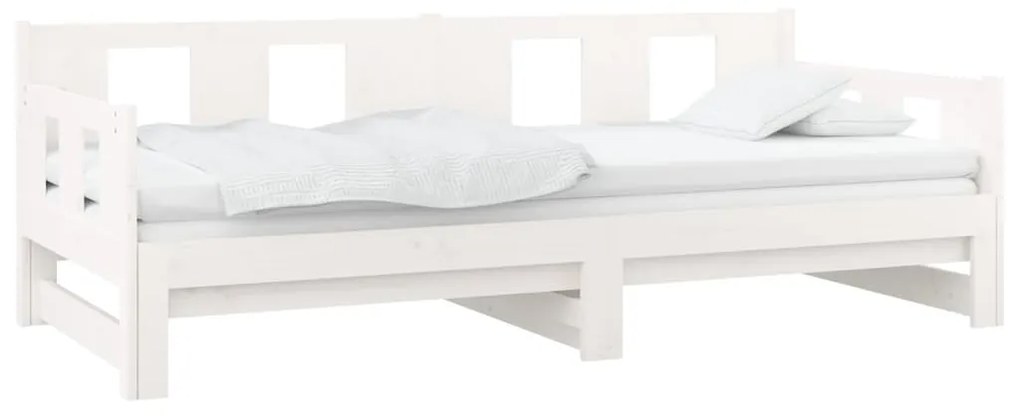 Estrutura sofá-cama de puxar 2x(80x200) cm pinho maciço branco