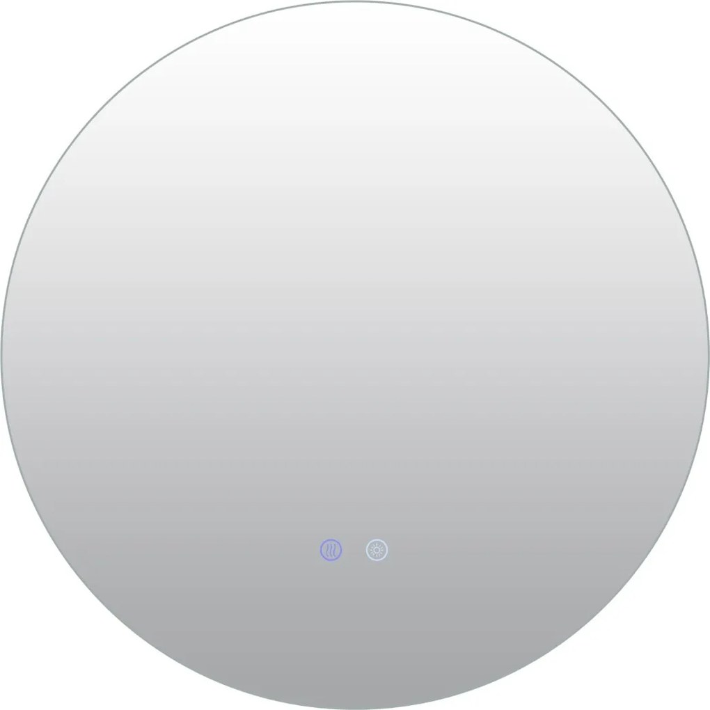 Espelho redondo LED de 60 cm com luz; espelho de casa de banho para montagem na parede com intensidade de luz ajustável e controlo tátil