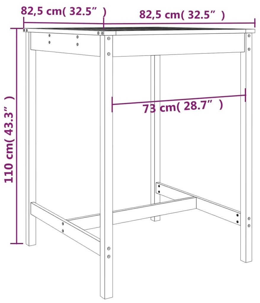 3 pcs conjunto de bar para jardim pinho maciço preto