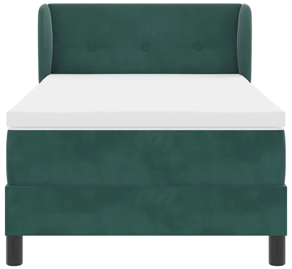 Cama Box com Colchão vidaXL Verde Escuro 90x200 cm em Veludo