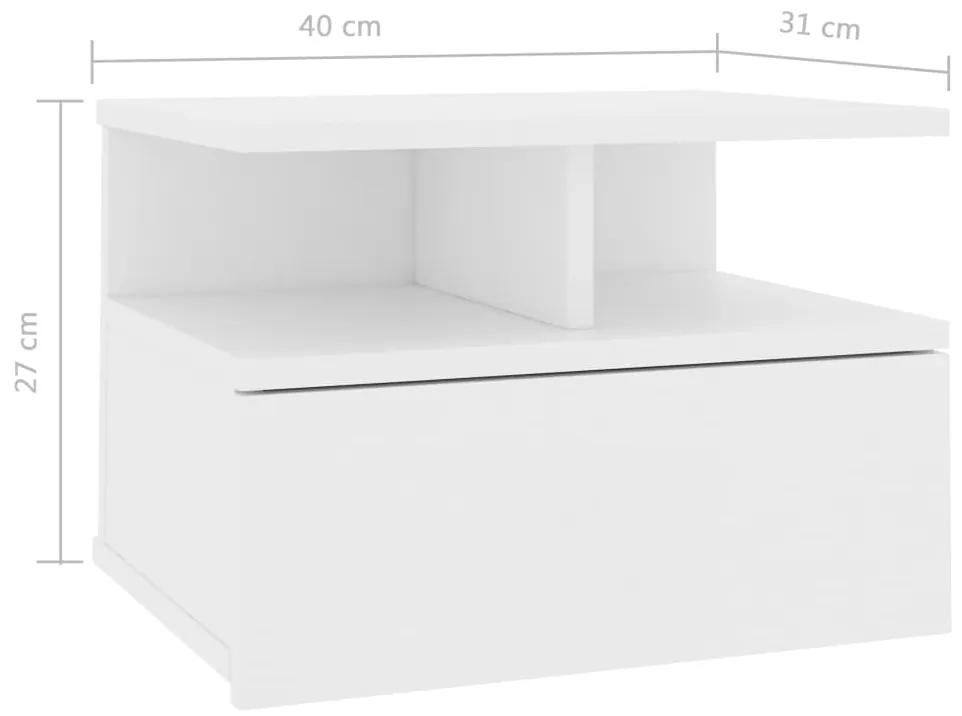 Mesa cabeceira suspensa 2 pcs 40x31x27 cm contraplacado branco