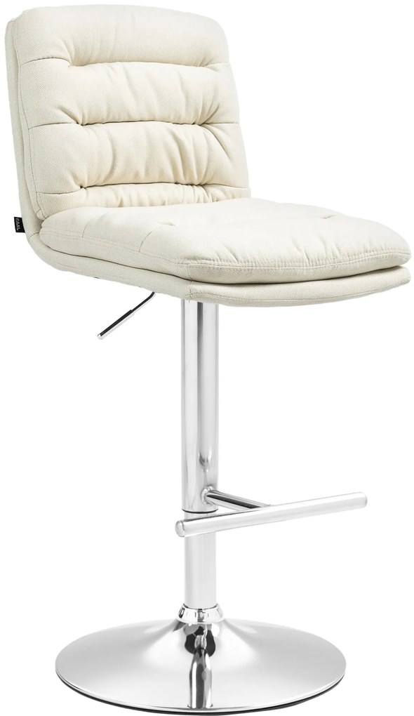 Banco de bar Damar em tecido com estrutura cromada 94-116 x 42 x 56 cm Creme