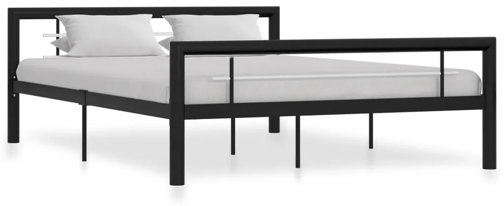 Estrutura de cama 140x200 cm metal preto e branco