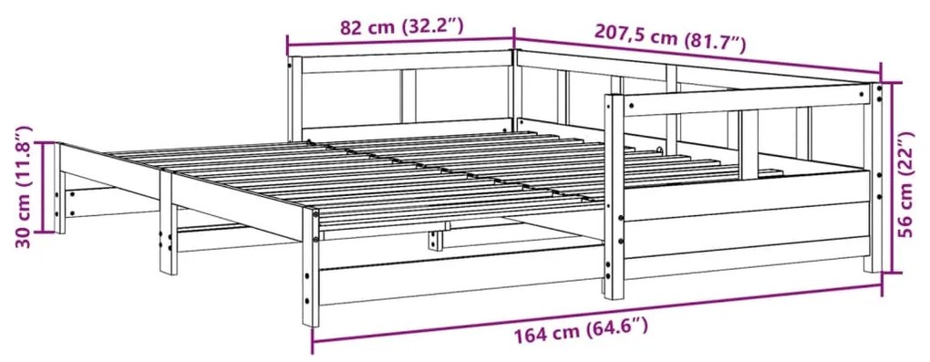 Sofá-cama sem colchão 80x200 cm madeira de pinho maciça branco