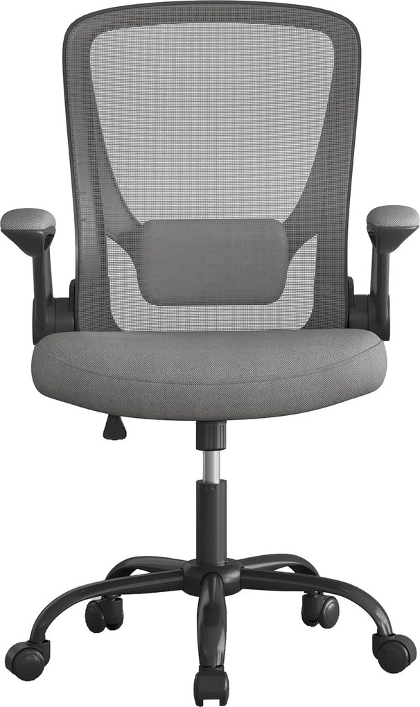 Cadeira de escritório ergonómica giratória com função de balanço em malha cinzenta