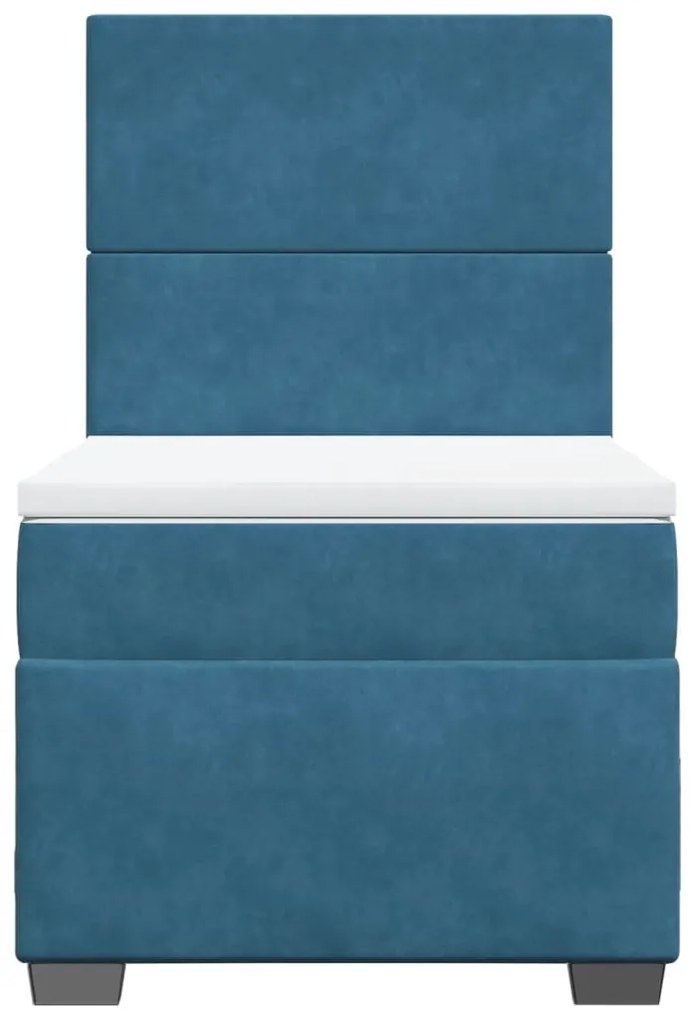 Cama boxspring com colchão 80x200 cm veludo azul