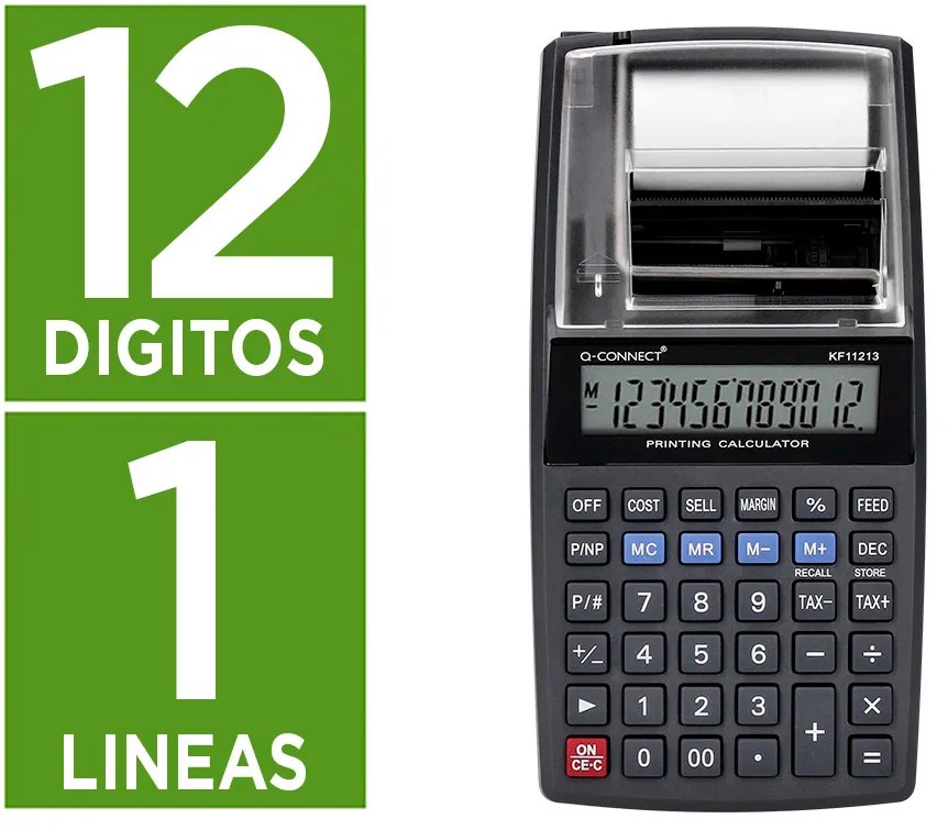 Calculadora Q-Connect com Impressão Papel Kf11213 12 Digitos Preta