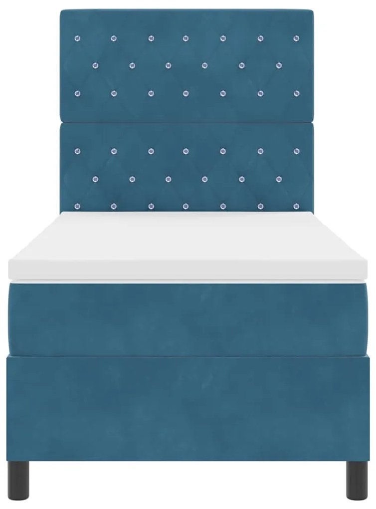 Cama Box com Colchão e LED vidaXL Azul Escuro 90x200 cm Veludo