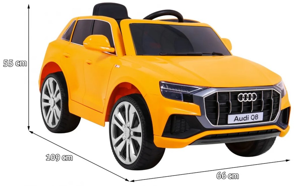 Carro elétrico para Crianças 12V Audi Q8 LIFT Rodas de EVA, Assento de couro Amarelo