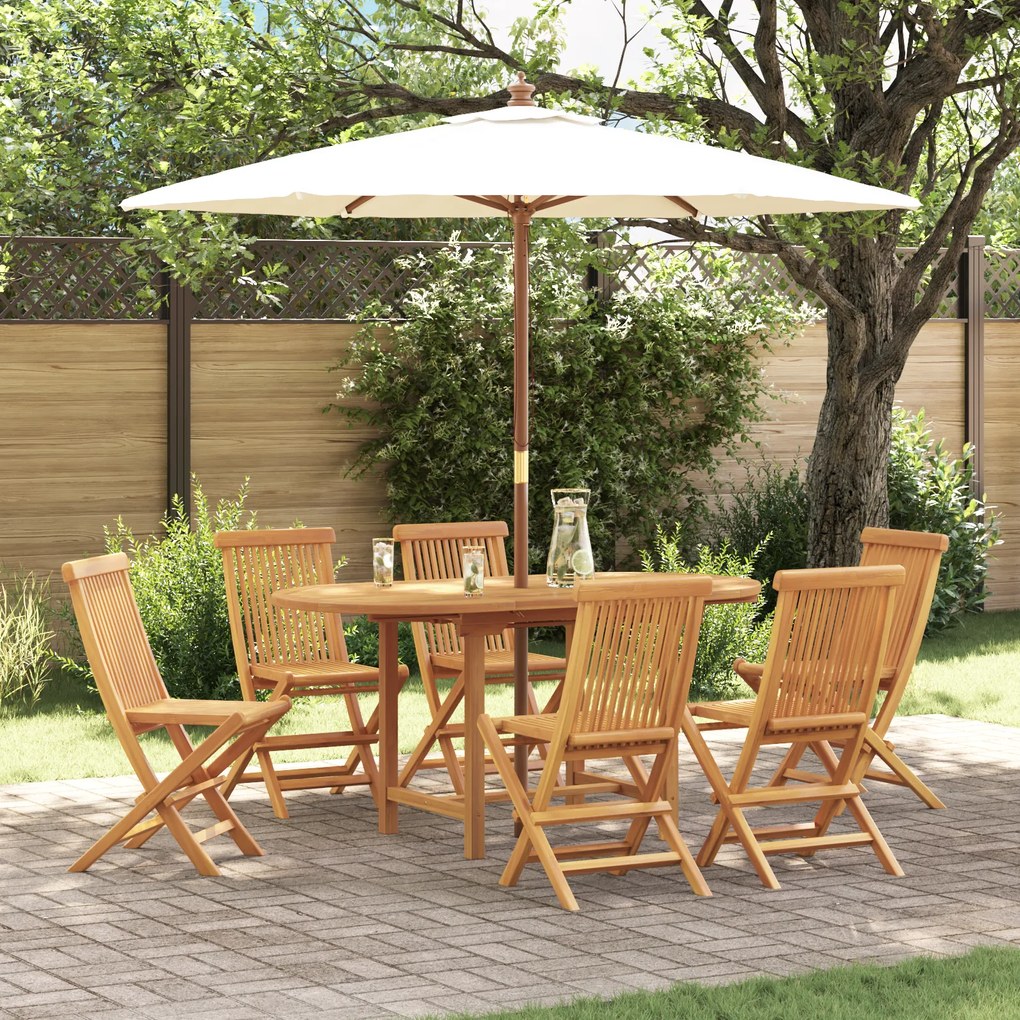 vidaXL Conjunto de Jantar de 7 Peças Jardim Madeira Maciça Teca