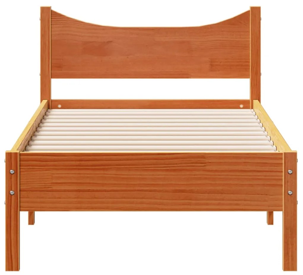 Cama sem colchão 75x190 cm madeira de pinho maciça castanho-mel