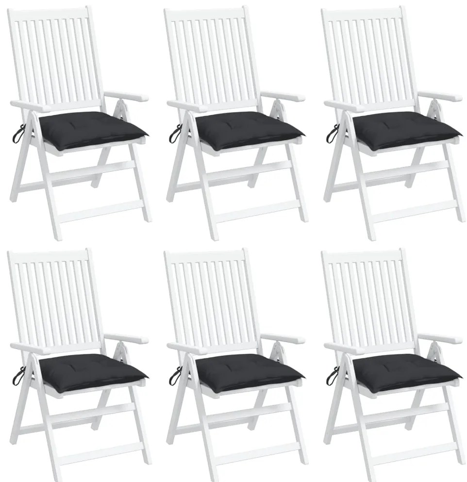 Almofadões de cadeira 6 pcs 40x40x7 cm tecido oxford preto