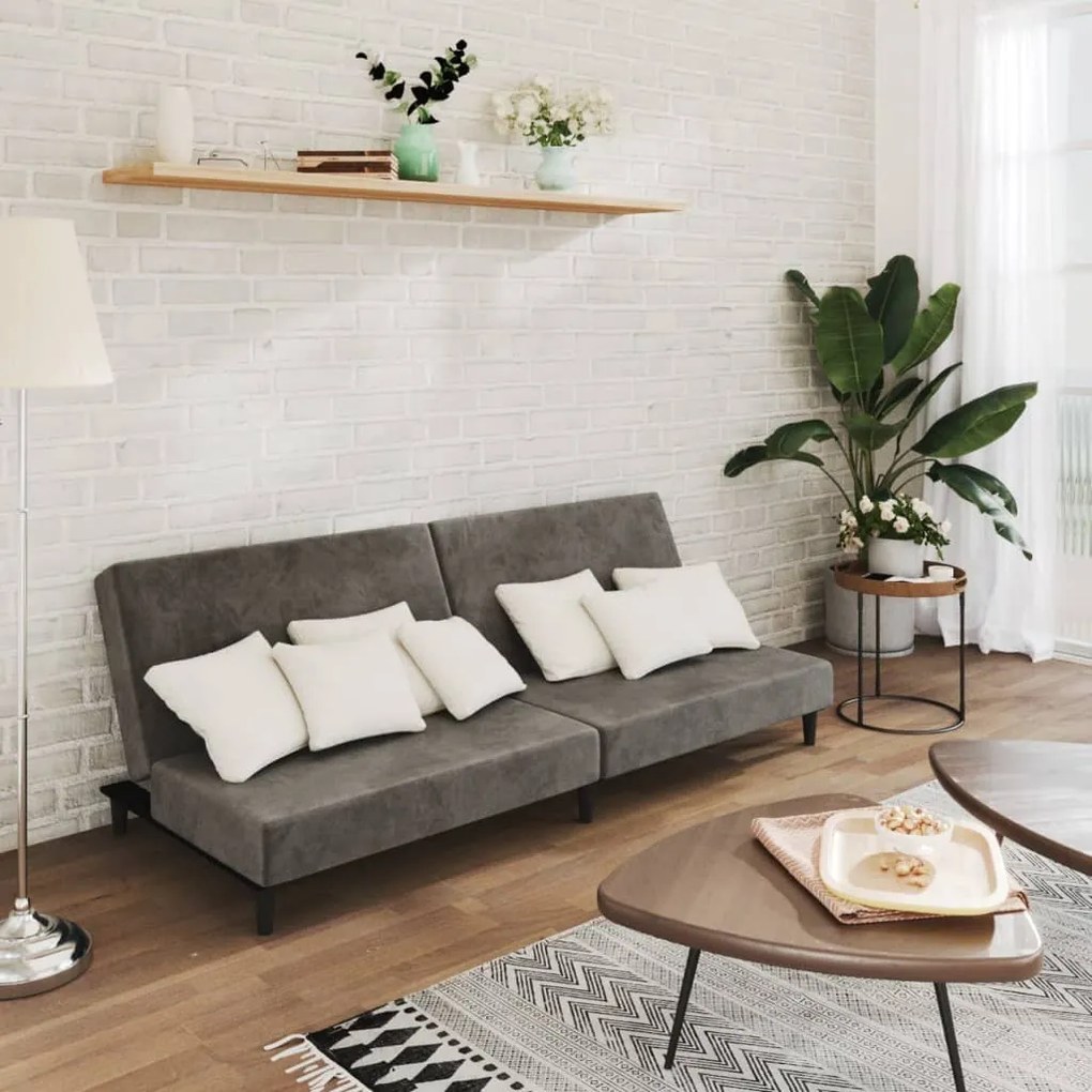 337300 vidaXL Sofá-cama de 2 lugares veludo cinzento-escuro