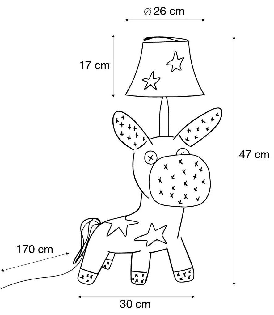 Candeeiro de mesa infantil Cavalo Estrelas Incl. LED - Finn Para crianças