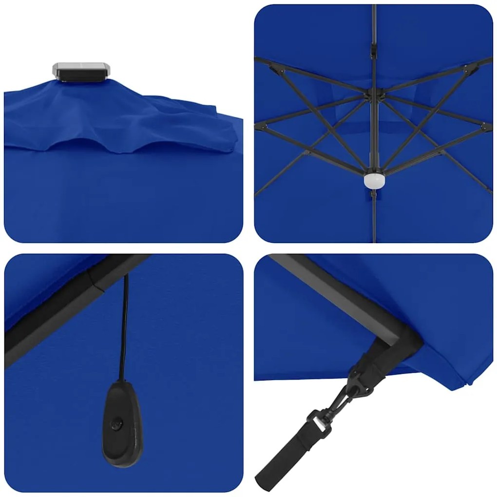 Guarda-sol Cantilever Roma com LEDs, Azul Azure, 352x251x265 cm, Alumí