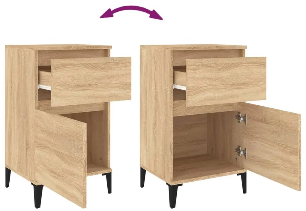 Mesas de cabeceira 2 pcs 40x35x70 cm cor carvalho sonoma